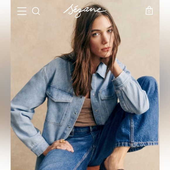 Sezane Sandrine Shirt Size 42 US 10 Snow Blue denim  Button Up Shacket - Picture 4 of 15